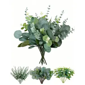 30Pcs 3 Kinds Artificial Mixed Eucalyptus Leaves Stems Artificial Silver Dollar Eucalyptus Leaves Faux Greenery Spray Fake Plants For Wedding Bouquet Centerpieces Lifelike Fake Plant Fake Plant Decoration