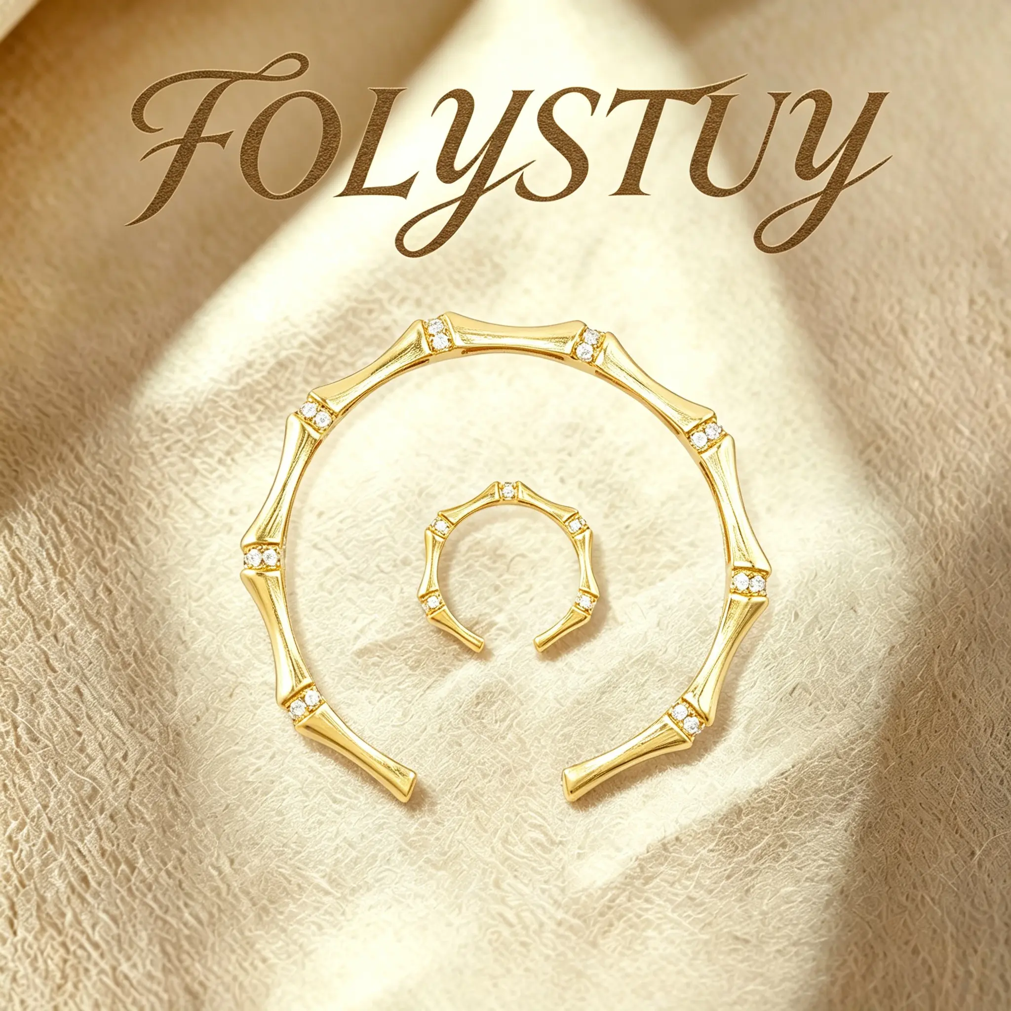 [Adjustable brushed bamboo bracelet set with diamonds]【FOLYSTUY (YNT09)】Adjustable brushed bamboo bracelet set with diamonds, Unisex, Fashion Trends