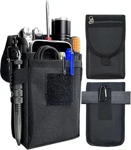 Dual Phone Holster, Large Smartphone Pouch, Belt Clip Tool Pouch, Multi-Purpose Tactical Cellphone Holder for Working, Hiking, Camping, Barbecue, Rescue Zipper Fanny Pack Durable Multisport Pack Travel Essentials
