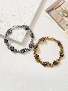 Vintage Rose Flower Embossed Bracelet, Gothic Retro Style, Punk Personality, Unisex, Perfect Gift for Lover and Best Friend