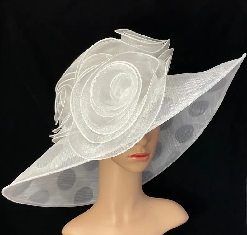 Kentucky Derby Hat Organza Dress Hat Bridal Wedding Hat for Tea Party and Ascot Events