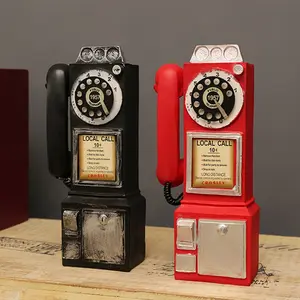 Vintage Telephone Coffee Shop Decor - Craft Ornaments Props for Living Room, Bar, Restaurant, Photography Decor Red