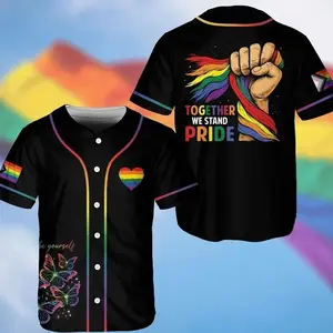 Rainbow Pride Baseball Jersey, LGBTQ Equality Support Team Shirt, Trendy Unisex Sports Fan Jersey
