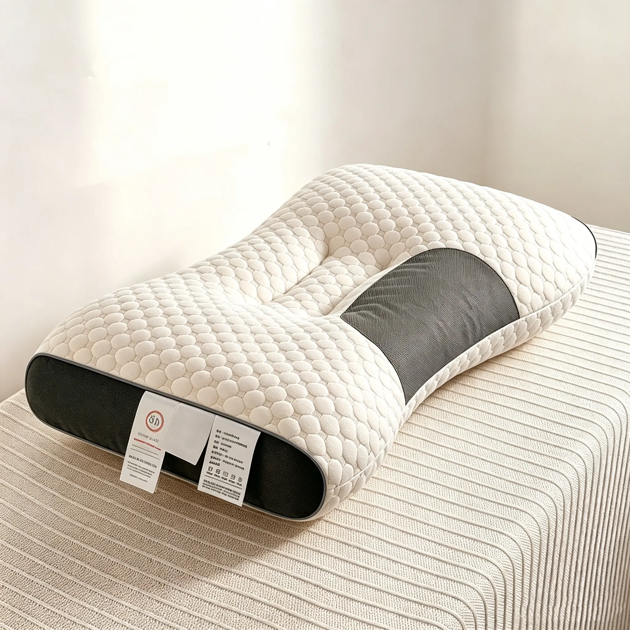 SP Knitted Cervical Spine Support Pillow - Polyester Fiber, Sleep Massage Core, Moisture-Absorbent Breathable Sleeping Aid, Home Use Bedding for Living Room & Bedroom Decor