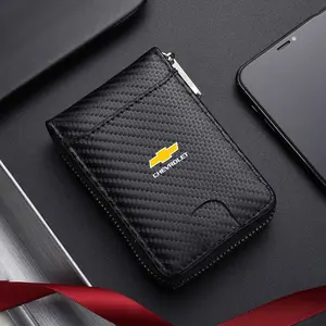 Carbon Fiber Car Driver License Case Card Holder, Men's Wallet for Chevrolet Cruze Sonic Silverado Trax Camaro Captiva Equinox Trailblazer