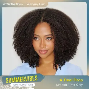 Wavymy Afro Curly Wear Go Preplucked & Pre-bleached Glueless 7x5 Lace Closure Wig with HD Lace Beginner Friendly Real Human Hair