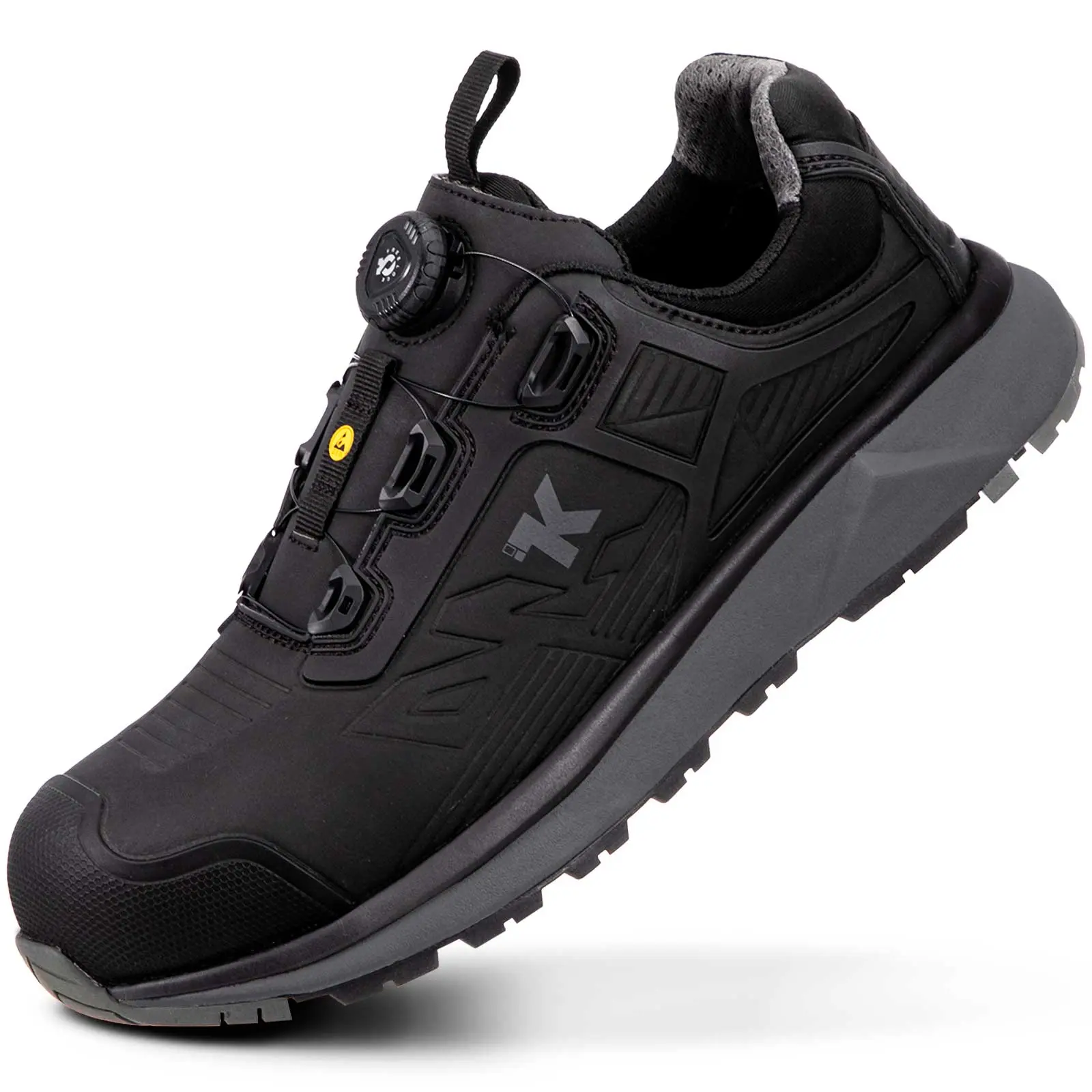 K by Kexin Men's Closed Worker ESD Safety Footwear - Durable Quick Lacing System, Lightweight Aluminum Alloy Toe, Static-Proof, Waterproof, Puncture-Resistant, Oil & Slip-Resistant Industrial Work Sneakers