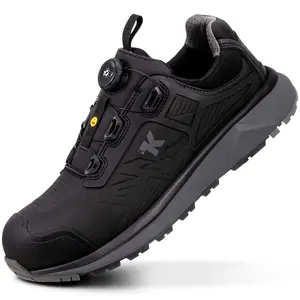 K by Kexin Men's Closed Worker ESD Safety Footwear - Durable Quick Lacing System, Lightweight Aluminum Alloy Toe, Static-Proof, Waterproof, Puncture-Resistant, Oil & Slip-Resistant Industrial Work Sneakers