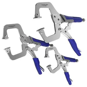 YESWELDER Locking C-Clamp Set of 3 Sizes (6, 9, 11 inches) | Robust Design, Heat-Treated Jaws, Chrome-Plated Alloy Steel | Home & Workshop Use