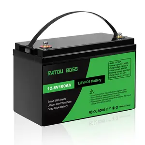 DATOUBOSS 12V 100Ah LiFePO4 Lithium Battery, 1280Wh Energy, Up to 15000+ Deep Cycle, with 120A BMS Protection, Support in Series/Parallel, for RV, Caravans, Boat, Off-Grid Solar Panel System