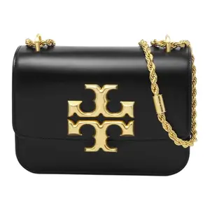 Tory Burch Eleanor Small Leather Crossbody Bag with Adjustable Chain Strap and Signature Double T Logo