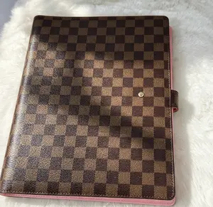 Luxury Checkered PU Leather 3-Ring Binder | Premium Letter Size Planner with 100 Sheets Cream Paper for Work & School
