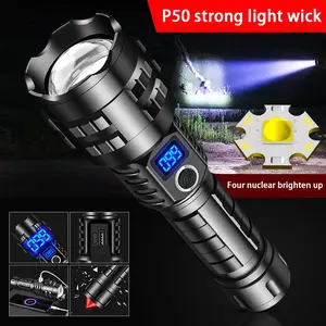 Outdoor Essential High-Power Multifunctional Flashlight, Adjustable Zoom Laser Beam, Rechargeable 3000mah Battery, 5 Lighting Modes