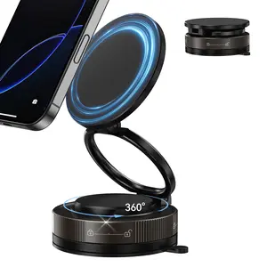 360° Adjustable Vacuum Magnetic Phone Holder, Suction Cup Phone Mount for Magsafe, Portable Cell Phone Holder for Car,Makeup/Gym/Mirror, Fit for All iphone iphone 11 and above