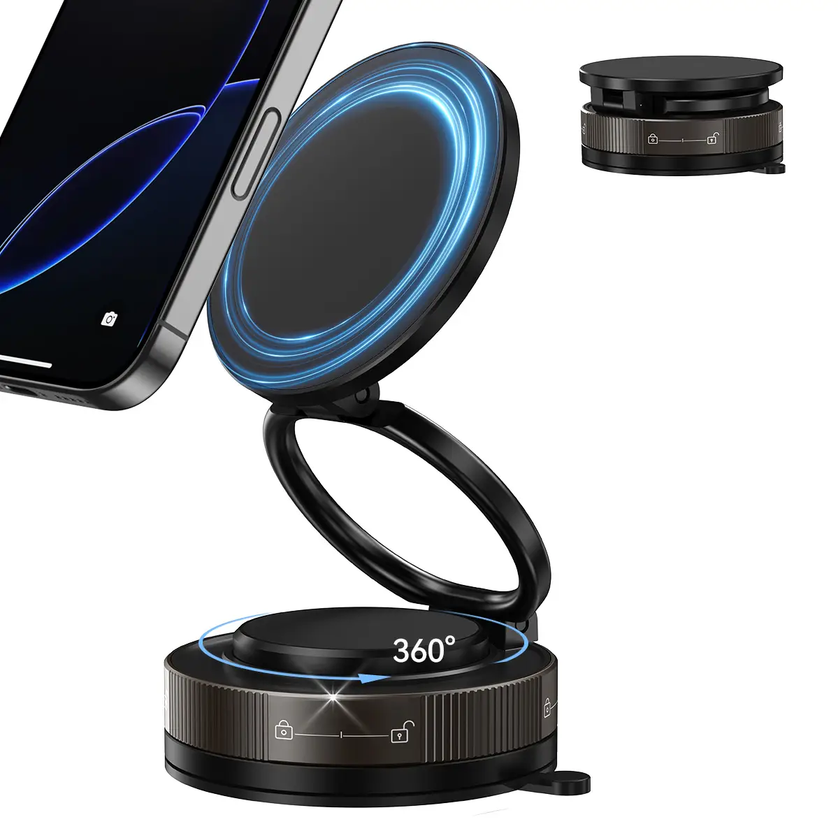 360° Adjustable Vacuum Magnetic Phone Holder, Suction Cup Phone Mount for Magsafe, Portable Cell Phone Holder for Car,Makeup/Gym/Mirror, Fit for All i