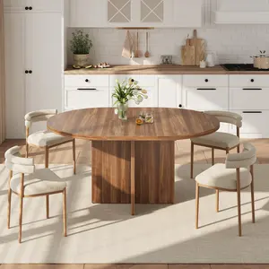 Space Saving Extendable Oval Dining Table Modern Design With Removable Leaves Seats 4 To 8 Sturdy Construction Ideal For Kitchen Dining Or Living Room