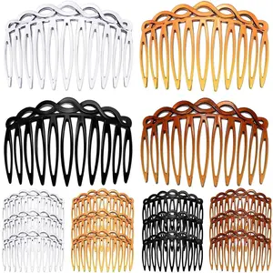 16 Pieces Women Hair Comb Accessories French Hair Side Combs Plastic Twist Decorative Comb Clips for Women Bridal Wedding Veil Teeth(Black, Transparent, Light Coffee, Dark Coffee)