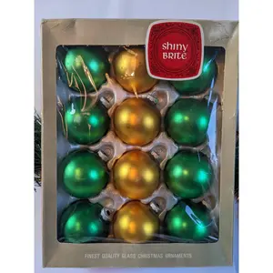 Shiny Brite Green and Gold Christmas Ornaments
