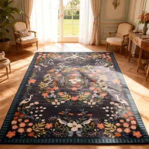 Vintage floral rug, 1 count living room carpet, Soft comfortable carpet, floral pattern carpet. Non-slip area rug, home decoration,  Easy to clean machine washable, Suitable for living room, bedroom, study, lounge, kitchen, bathroom, Floral Area Rugs