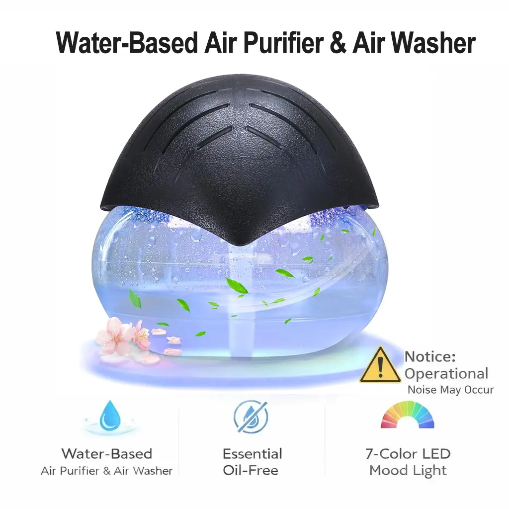 Air Purifier & Air Washer, Air Freshener with 7-Color LED Mood Light for Home, Office & Room, Air Revitalizer Diffuser