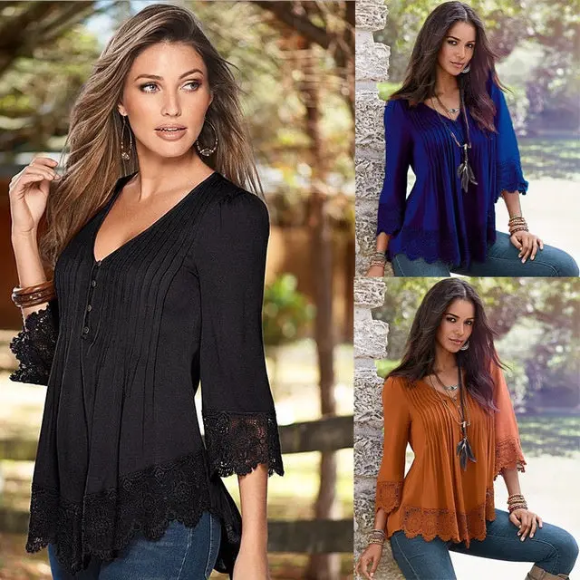 Women's tops wild nine-point sleeve T-shirt