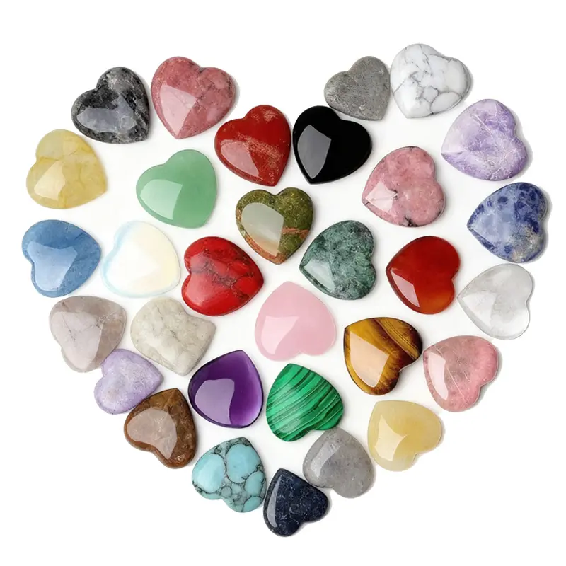 15PCS Crystals Heart-shaped Healing Rose Quartz Amethyst Polished Love Stone Natural Gemstones Set Spiritual Balancing Meditation 0.8" Crystal Gifts for Women summerwins