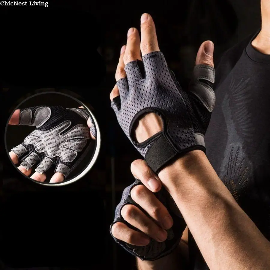Unisex Nonslip Half-Finger Protective Gloves - Breathable Mesh, Callus-Resistant Fitness Exercise Accessories for Gym, Sports
