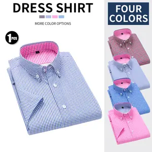 Summer short-sleeve shirt, lightweight breathable plaid shirt, suitable for beach vacations, pool parties, and casual wear; plaid shirt, men’s shirt, men’s short-sleeve top