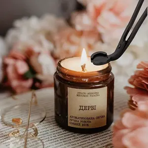 Polished Candle Wick Trimmer, Scissor Cutter, Deep Reach for Trimming Waste Wick, Clean Burn & Smoke Preventation, Black, Home Candle Care Accessory, Home Decor