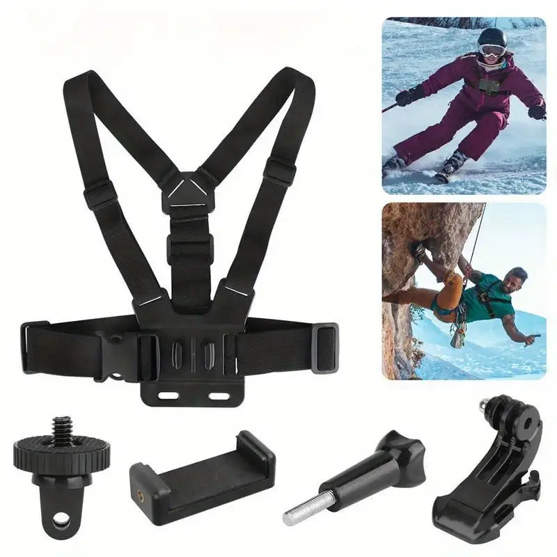 Phone Chest Mount for Phone & Android, Adjustable Hands Free Phone Holder with Chest Strap, POV Phone Stand for Travel, Cycling, Fishing, Cooking, Everyday Use