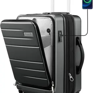 Luggex Carry on Expandable Luggage with charging ports and laptop compartment.