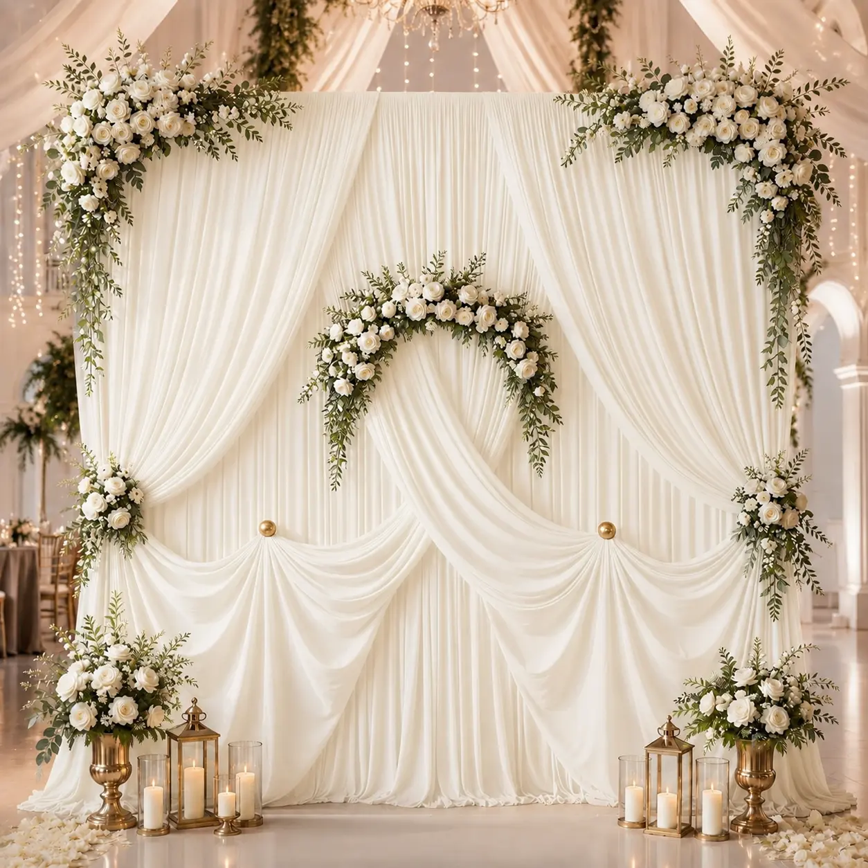 Wedding Backdrop Drapes, 6‑Panel Solid Wrinkle‑Free Polyester Curtains, Elegant Pleated Durable Fabric Backdrop for Ceremony, Multi‑Size 5FT×7FT/10FT/12FT Reusable Decor for Reception, Party, Events, Sohochic, Halloween Gothic