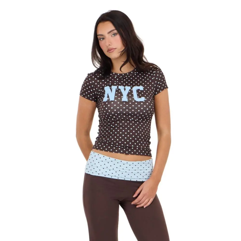 Forever 21 BABY TEE WITH SCREENS AND AOP