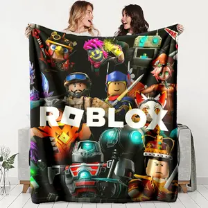 Cool Roblox Flannel Blanket, Comfortable Warm Durable, Ideal for Sofa Office Bed Camping Travel, Perfect Holiday Gift, Happy Blanket Gifts