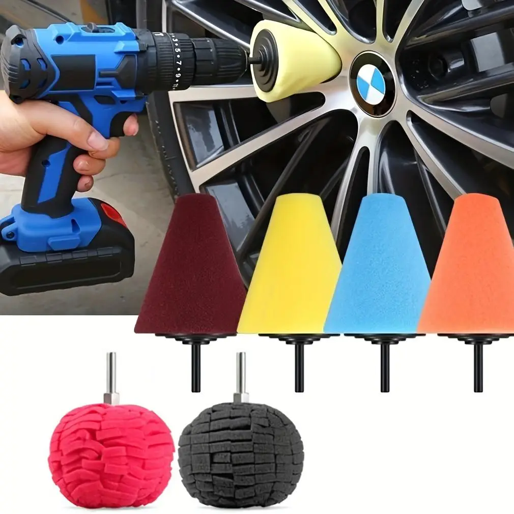Car Wheel Hub Polishing Cone Sponge, Universal Car Wheel Hub Care Sponge, Polishing Sponge for Aluminum and Stainless Steel, Car Detailing Accessories