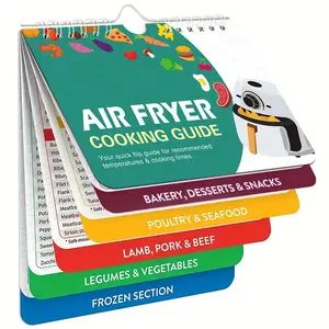 Air Fryer Cooking Guide Booklet, Hangable Spiral Bound Cooking Guide Fridge Magnet, Cookware Accessories For Kitchen Cooking Baking