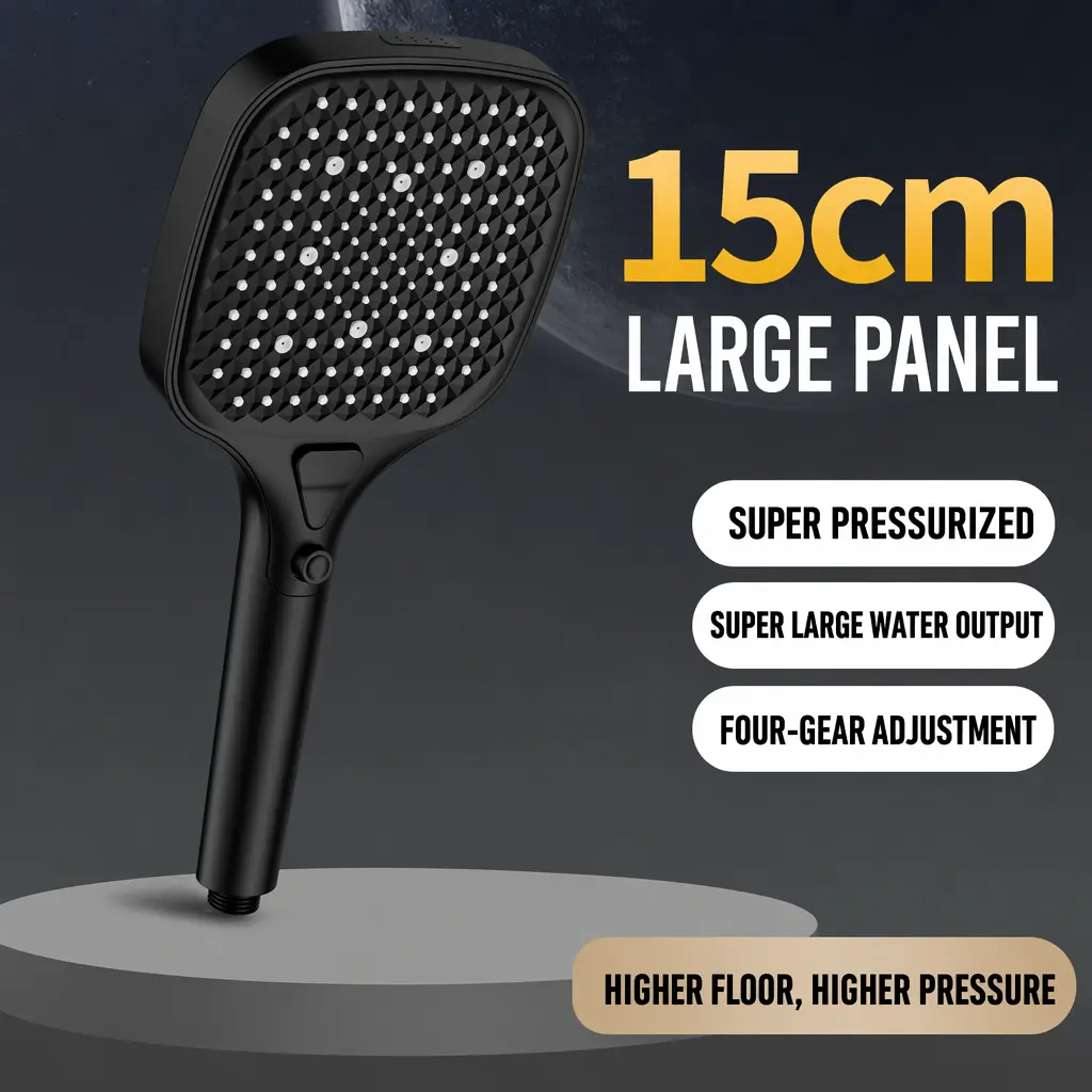 Modern Brass & Silicone Filtered Handheld Shower Head, High-Pressure Water Flow, Multiple Spray Modes, ON/OFF Switch, Large Panel, Hard Water Power Wash, for Tall Adults & Pet Baths sohochic