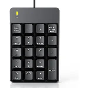 Wired Number Pad, USB Numeric Keypad 19 Key Number Keypad Keyboard for Laptop PC  Notebook, Big Print Letters - Black