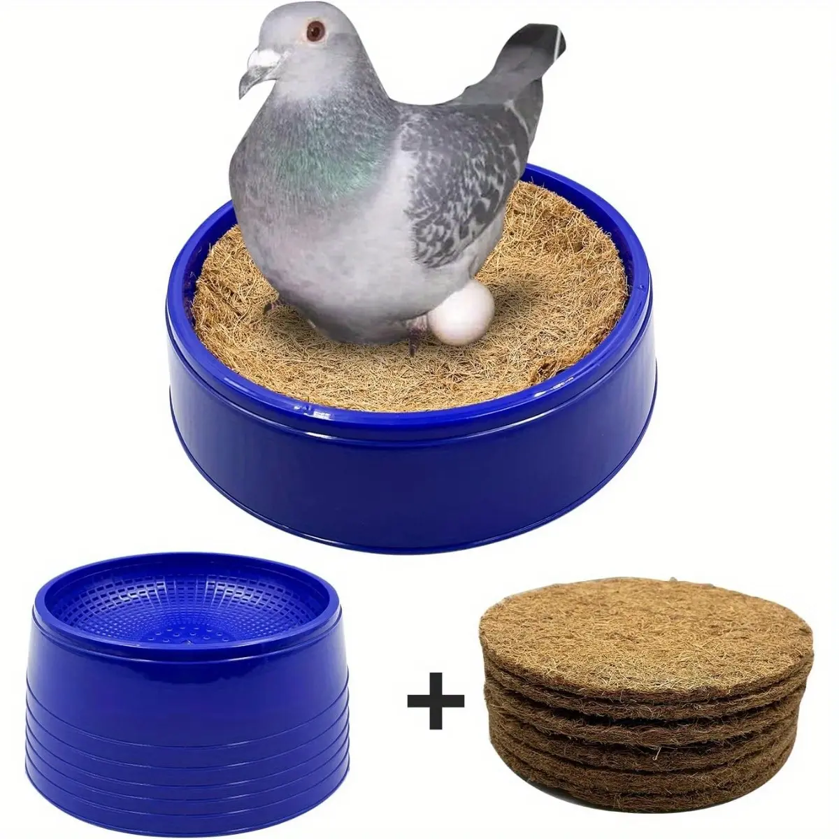 6-Pack Pigeon Nest Bowls, Plastic Bird Nests Bird Cages Breeding Incubation Nests with Coconut Palm Mat, Pet Cage Supplies