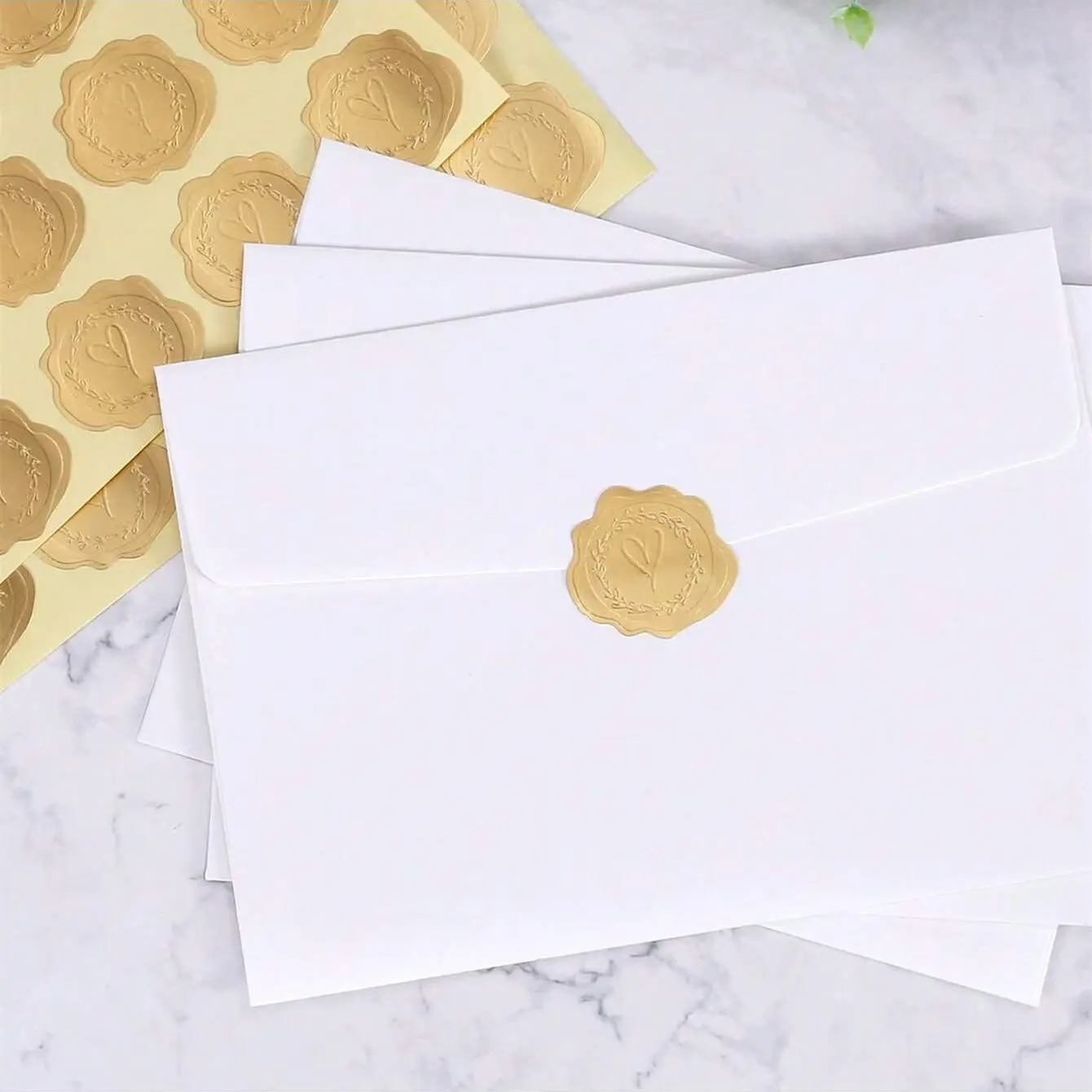 100/200 Embossed Wax Seals, Wedding Invitations, Greeting Cards, Party Gifts, Adhesive Stickers, Envelope Stickers, Envelope Closure Cover, Perfect for Special Occasions