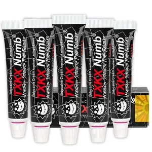 TXKX Tattoo Numbing Cream 99.9% Maximum Strength Numbing Cream | 6-8 Hours Long-Lasting Pain Relief for Tattoo, Piercing, PMU, Laser & Hair Removal（5 Pack x 10g）