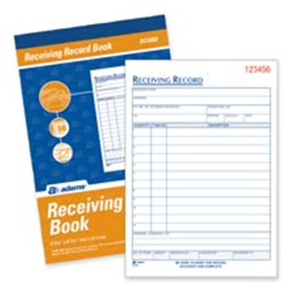 212 MAIN Carbonless 2-Part Receiving Record Book, Consecutively Numbered Office Stationery, 5.56in x 8.44in, with Company Stamp, Wraparound Cover, 2-Part White & Canary Set for Office Tracking, Two-Part Set