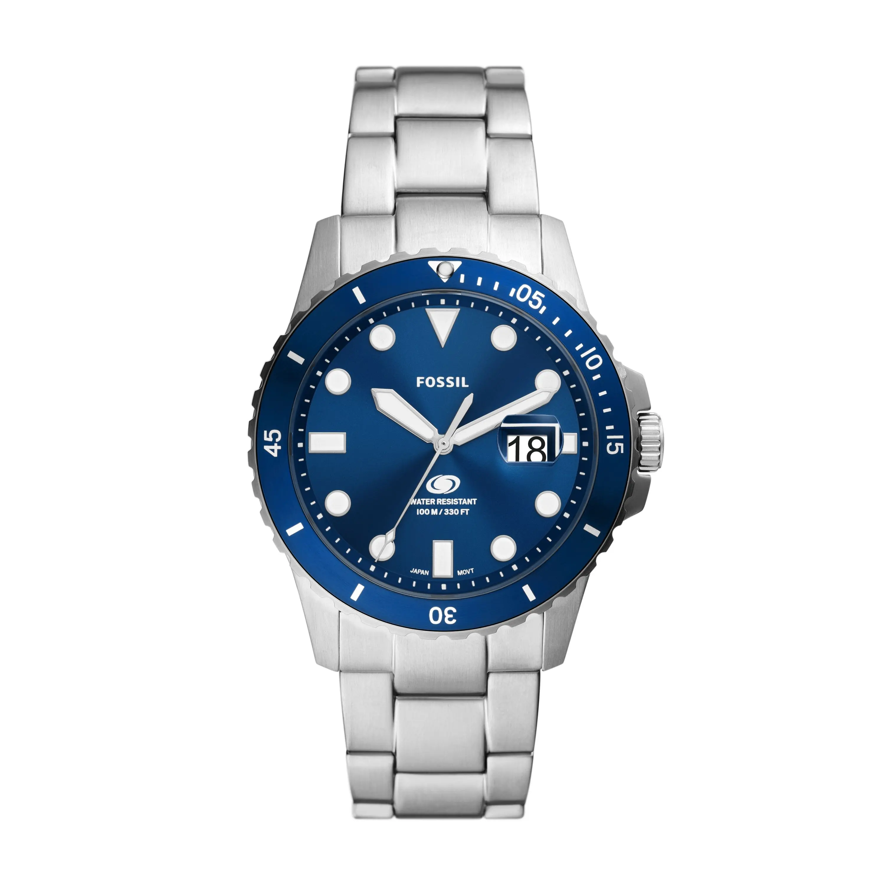 Fossil Men's Fossil Blue Dive 42mm Three-Hand Date, Stainless Steel Watch