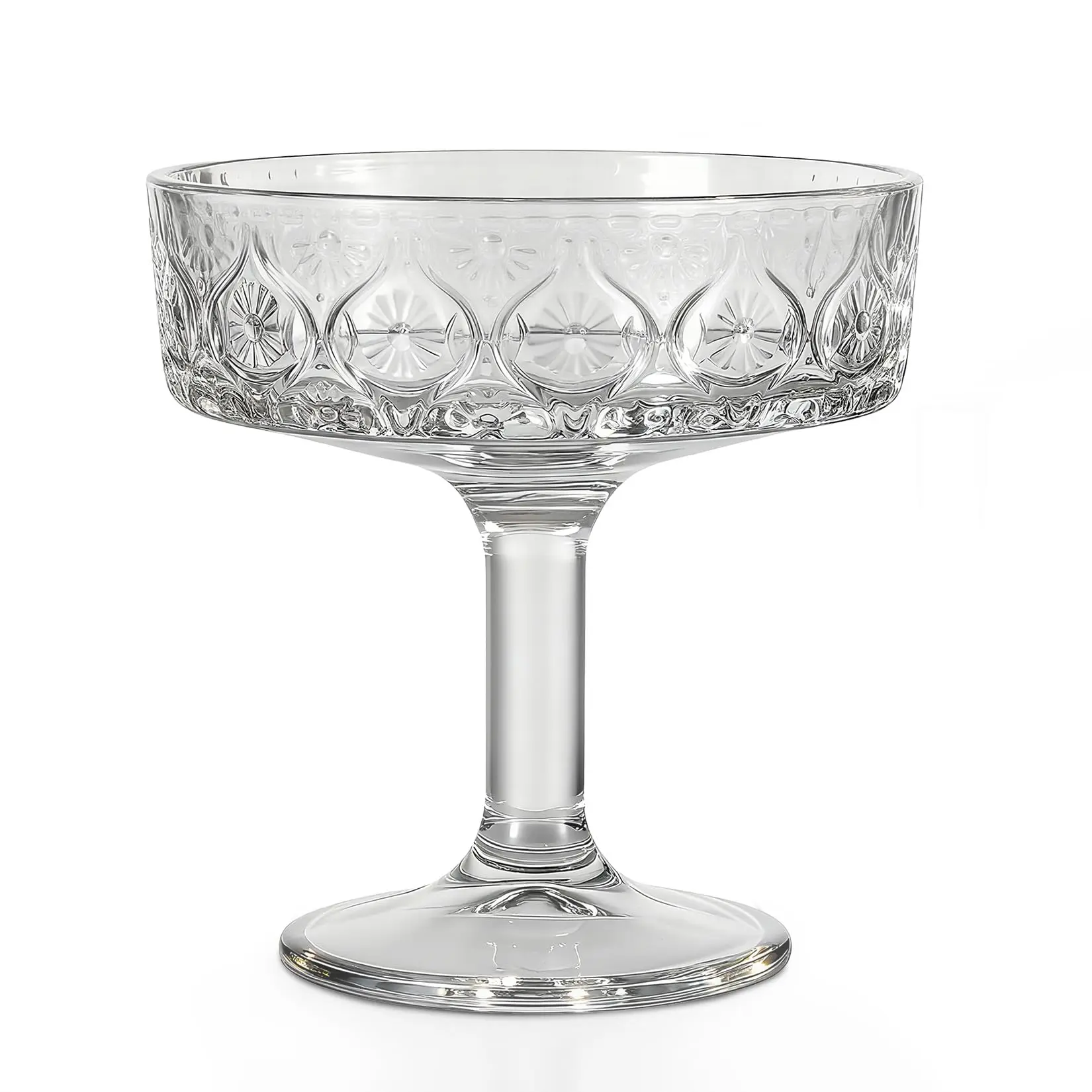 Garvee 12 Pcs Embossed Floral Martini Glasses, 7 oz Classic Cocktail Glassware Set for Champagne, Espresso, and Wine, Romantic Reusable Glassware Gift