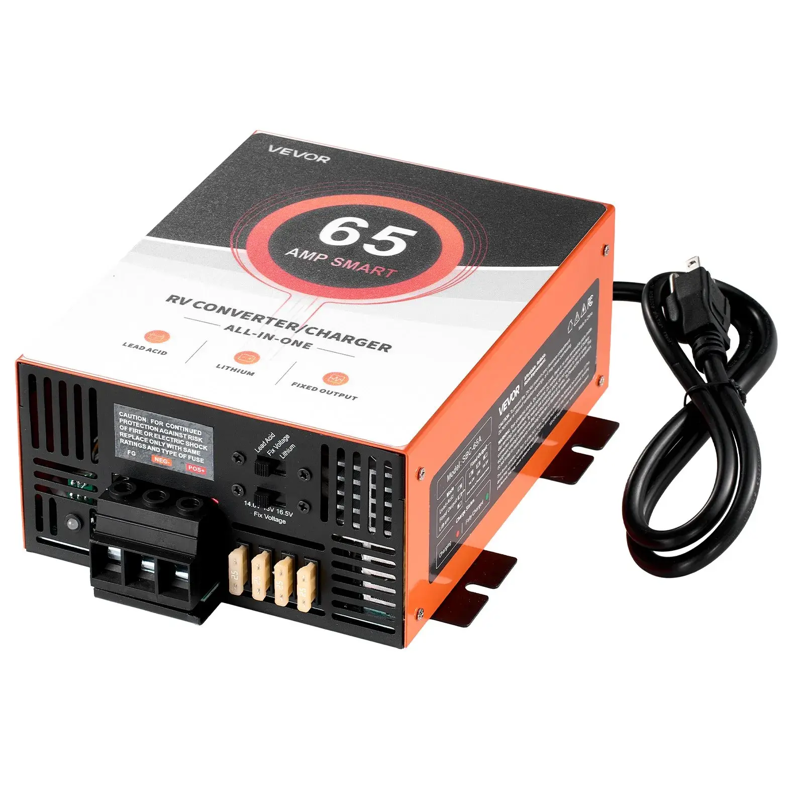 【summerfinds】VEVOR RV Power Converter, 65 /45/80/100//35/55Amp, 110V AC to 12V DC RV Converter Battery Charger, Multi Stage Smart Charging, 13V to 16.5V Operating Range, Compatible with Lithium & Lead Acid Battery, for Camper, Lifepo4 Power Supplies,,