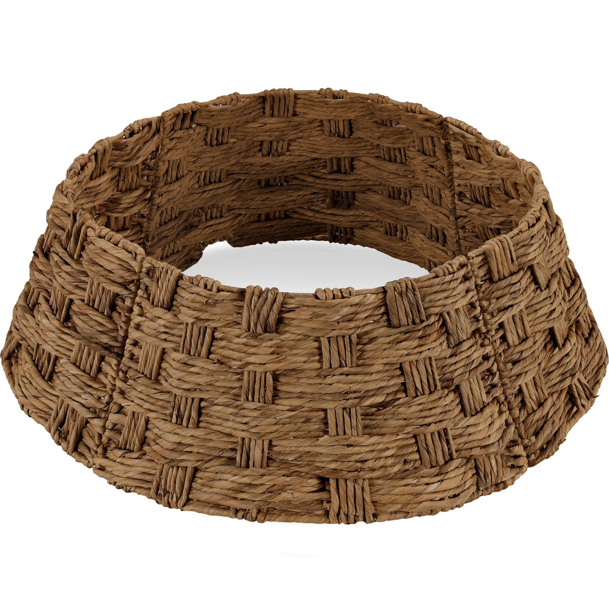 Best Choice Products 36in Basket Woven Hyacinth Christmas Tree Collar, Tree Skirt Accessory w/ Cord Cut-Out