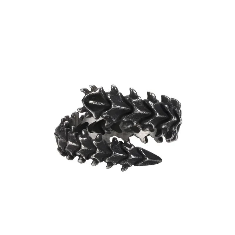 GTHIC Stainless Steel Animal Theme Gothic Band Ring - Men's Fashion Rings, Unique Finger Jewelry, Durable Adults' Accessories, Goth Alt Stainless Steel Jewelry (Sizes 7-13)