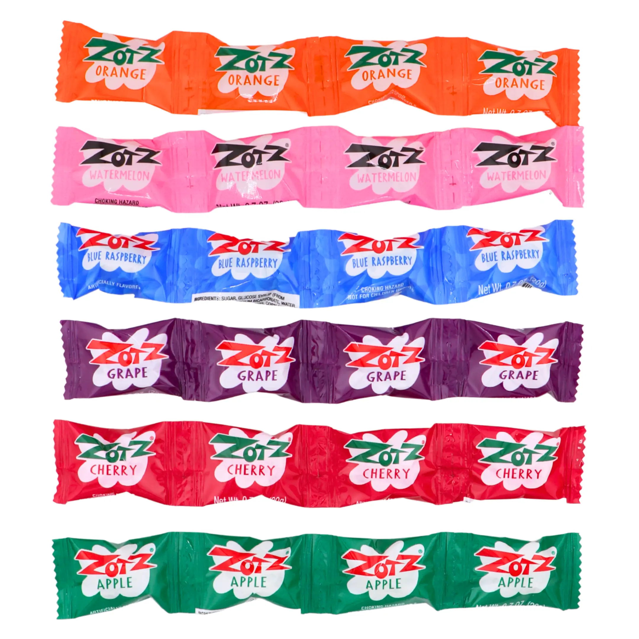 Zotz Strip | Hard Candy with Fizzy Powder Center | Choose Your Flavor (one strip)