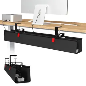 No Drill Under Desk Cable Management Tray, 36" Cord Organizer, Clamp/screw Mount, Premium Fabric, Office & Home Use, Office Desk Accessories