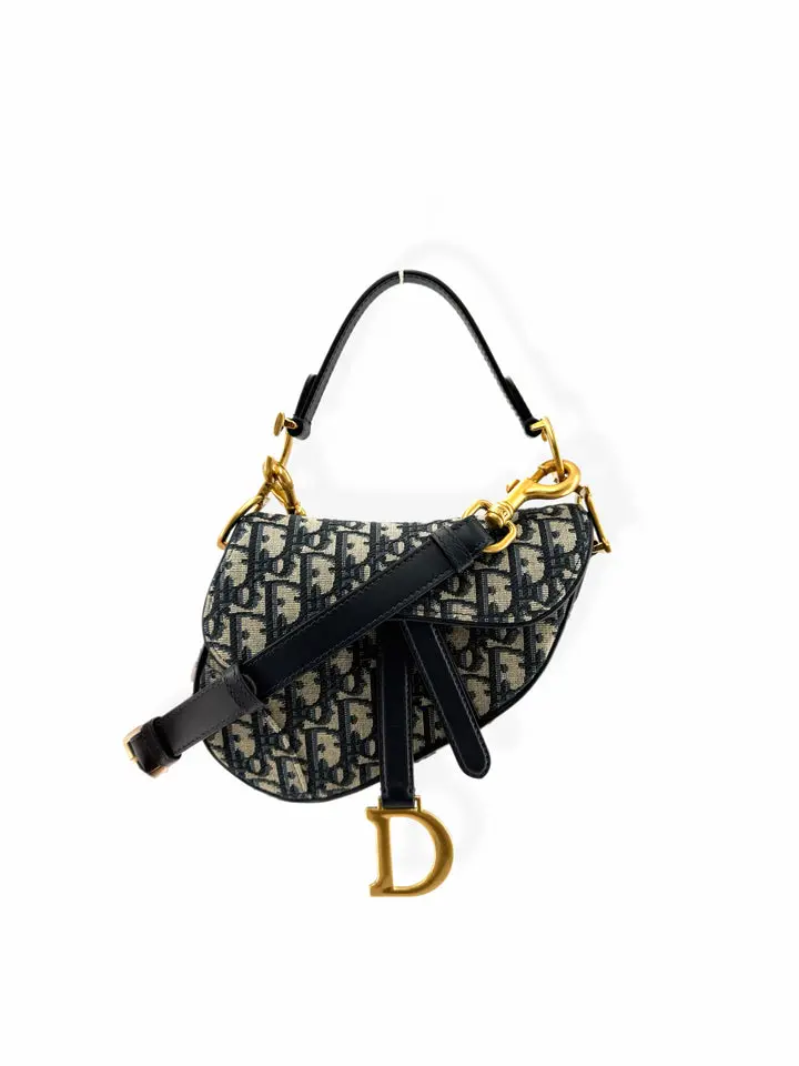 Pre-owned Dior Jacquard Crossbody Bags (2024 Model) Mini Saddle Top Handle Crossbody Bag with Strap